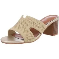 Ital-Design Elegante schwarze Plateau-Sandalen für Damen mit Blockabsatz Pantolette (89372337) Blockabsatz Sandalen & Sandaletten in Gold