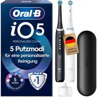 Oral-B Elektrische Zahnbürste iO 5 Duopack, Aufsteckbürsten: 2 St., mit Magnet-Technologie, LED-Anzeige, 5 Putzmodi, Reiseetui