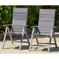 MERXX Gartenstuhl Taviano (Set, 2 St), 2er Set, Alu/Textil, verstellbar, silber