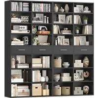 HOMECHO Bücherregal, 185,5 cm hoch Standregal mit 8 Ebenen und 2 Schubladen