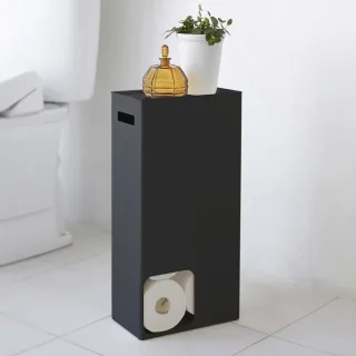 Yamazaki Toilettenpapier-Ersatzrollenhalter Platz für 8 Rollen Tower – Metall schwarz. Die stilvolle und platzsparende Aufbewahrung für Ihr Badezimmer