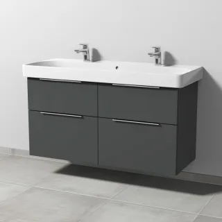 Sanipa 3way Waschtischunterbau zu Geberit Smyle Square Waschtisch mit 4 Auszügen, Anthrazit-Matt UM67322