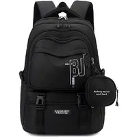 LIANNA Schulrucksack Schwarzer wasserdichter Schulrucksack mit Geldbörse (Set, 1-tlg., Schwarzer wasserdichter Schulrucksack mit Geldbörse)