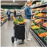 HOMCOM Einkaufstrolley trägt 25 kg, 40 l, Aluminiumrahmen, Schwarz