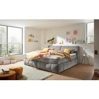 ED EXCITING DESIGN Boxspringbett Elkford, Familienbett in der Größe 240x200cm, inkl. Stauraum im Kopfteil