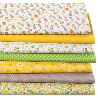 Patchwork- und Quiltpaket Hasen-Silhouette "Mona", gelb/grün