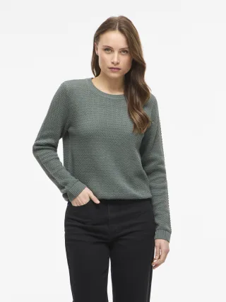 VILA - VIDALO O-NECK L/S KNIT TOP- NOOS Balsam Green - Gr. - XS