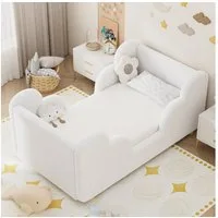 Meulbaty Kinderbett mit weichem Bodenbettgestell, extra breites Sicherheitsbett (1-tlg), für Mädchen und Jungen, ohne Matratze, 140 x 70 cm