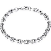 Materia Armband Herren Silber Ankerkette diamantiert 6mm SA-89, 925 Sterling Silber, rhodiniert