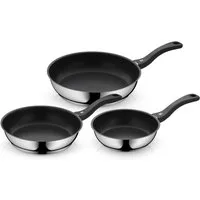 WMF Pfannen-Set Devil, Bratpfannen Induktion, leistungsstarke Antihaftversiegelung, Cromargan® Edelstahl Rostfrei 18/10 (Set, 3-tlg., 3x Pfannen Ø 20/24/28 cm), für alle Herdarten geeignet, ergonomischer Kunststoffgriff