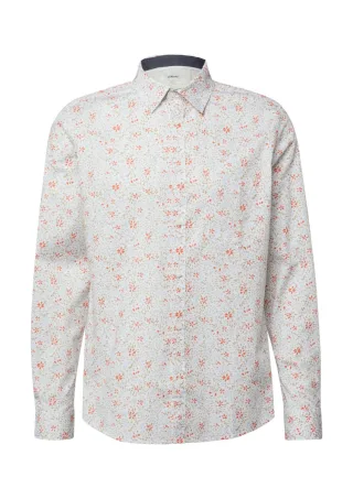 s.Oliver Red Label - Slim Fit: Langarmhemd mit All-over-Print und Kentkragen blau/braun/weiß - Gr. - XXL