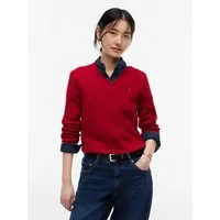 Tommy Hilfiger Strickpullover CO CABLE FINE GG V-NK LS SWT Baumwolle, mit Zopfmuster