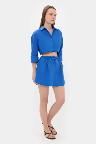 Lockere Ärmel Oversized Crop Shirt