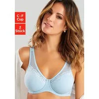 petite fleur by Lascana Minimizer-BH, BH mit Bügel, Baumwoll-BH (Packung, 2 Stück) mit breiten Trägern, mit Spitze & Netzeinsätzen, große Größen