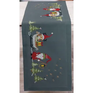 Stickläufer "Santa & Rentier"