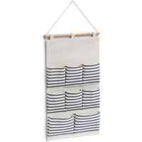 Zeller Present Hosenträger Hänge-Aufbewahrung "Stripes 8 Fächer, Baumwolle/Polyester, blau, 35 x 60 cm