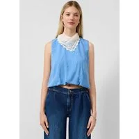QS Blusentop Bluse Verkürztes Blusentop mit Ballonsaum