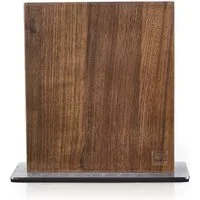 ZAYIKO Magnet-Messerblock beisdseitig magnetisch Nussbaumholz massiv mit Edelstahlsockel (1tlg), Massives Nussbaumholz, Edelstahlsockel