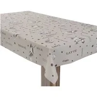 laro Tischdecke Wachstuchtischdecke Barista Design Beige-Braun PVC Eckig