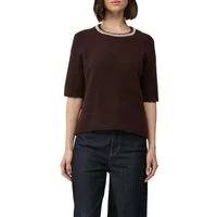 s.Oliver BLACK LABEL Strickpullover halbarm, mit Glitzersteinen besetzter Rundhals
