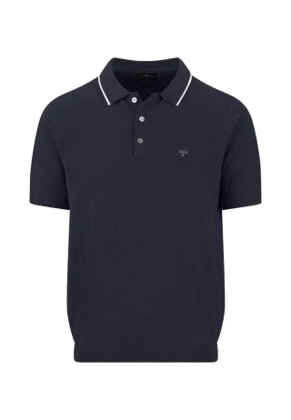 FYNCH-HATTON - Polo, structure, Cotton Linen navy - Gr. - XL