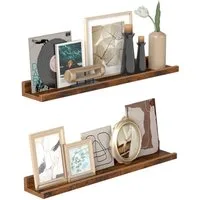 VASAGLE Wandregal Schweberegale, Gewürzgläser, für Küche, Wohnzimmer, Breite 60 cm, erhöhte Vorderkante, für Bilderrahmen, Dekoartikel