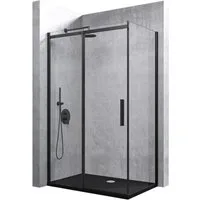doporro Eckdusche Duschkabine Schiebetür Duschabtrennung 8mm ESG mit NANO H:195cm R18, BxT: 100x75 cm, Einscheibensicherheitsglas, mit Schiebetür