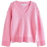 Next V-Ausschnitt-Pullover Gerippter Strickpullover mit V-Ausschnitt (1-tlg)