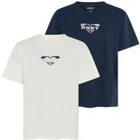 Roxy T-Shirt O HANGLOOSE CLASHORT SLEEVEIC LOGO (2-tlg) Kurzarm, mit Rundhalsausschnitt, im 2er-Set, aus Jersey-Material