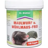 Dr. Stähler Vergrämungsmittel Maulwurf- und Wühlmausfrei Kugeln, Effektiver Schutz, Mit Eukalyptusöl, 100-St., Langzeitwirkung bis 85 Tage, Für Garten, Wege & Grünflächen