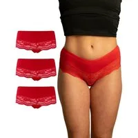Benonetti Hipster Damen 3er Pack aus Baumwolle mit nahtloser Spitze (3er Set, 3er-Pack) Besondere Spitzen am Beinabschnitt
