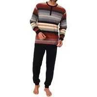 Normann Pyjama Normann Herren Schlafanzug lang mit Bündchen und Knopfleiste am Hals