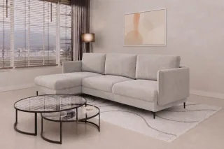 Ecksofa Designersofa HELMER Stoff Vibe Grau Ottomane Links
