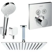Hansgrohe und Jowi Duscharmatur ShowerSelect Thermostat, Unterputz Duschsystem, Deckenanschluss (Unterputz-Duschsystem, Set) Thermostat