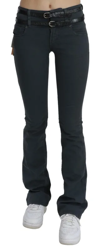 John Galliano Graue Mittelhohe Schlanke Ausgestellte Denim-Hose Jeans