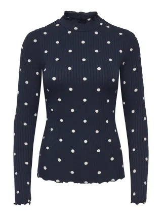JDY - JDYFRANSISKA L/S HI-NCK AOP TOP JRS Sky Captain - Gr. - XS