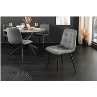 riess-ambiente Esszimmerstuhl TRES CHIC grau / schwarz - Cord, Metallbeine, Retro, gepolstert (Einzelartikel, 1 St), Stuhl mit Ziersteppung - ideal für Küche, Esszimmer, Wohnzimmer & Büro