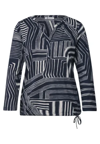 Street One - Print Jersey Shirt blau - Gr. - 38