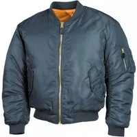 MFH Bomberjacke US Pilotenjacke MA1, Mod., alphablau - XS Paspeltaschen mit Patte und Druckknopf