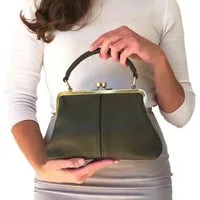 Taschenkinder Handtasche Damen Handtasche Leder "Kleine Olive", Umhängetasche, Vintage Stil., Echtleder Tasche mit Bügelverschluss