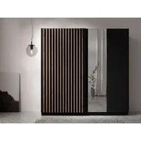 Home affaire Kleiderschrank Kleiderschrank Camden mit Spiegel, 4 Einlegeböden und Kleiderstange Garderobe mit 2 Schwebetüren und Lamellen, BxHxT 200,2x198,5x61,6 cm