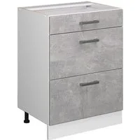 Vicco Unterschrank R-Line, Beton/Weiß, 60 cm mit Schubladen, ohne Arbeitsplatte (1-St)