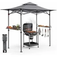 Sekey Grillpavillon Faltbar Pavillon 250 x 150 cm Grillpavillon winterfest und wasserdicht, Partyzelt Grillpavillon, BBQ Pavillon, Ablage mit Haken
