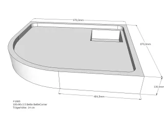 Neuesbad Wannenträger für Bette Corner 100x90x3,5 Viertelkreis SD22743