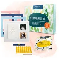 Amari Bilderrahmen-Set Pfotenabdruck Set Hund Katze Geschenk, Bilderrahmen, Platz für Fotos, Erinnerungen Gedenken an geliebtes Haustier