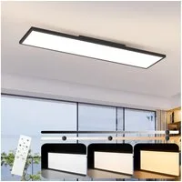 Nettlife LED Panel Deckenleuchte 100/120x30CM Schwarz/Weiß Dimmbar 40W mit Fernbedienung, Dimmbar, LED fest integriert, warmweiß/neutralweiß/kaltweiß Deckenlampe für Wohnzimmer Büro Flur
