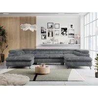 MKS MÖBEL Ecksofa PETER U, Set, Ecksofa U-Form, Wellenfedern, HR35-Schaum, form, Sofa big XXL, Bettkasten, Bettfunktion, Einstellbare Kopfstützen