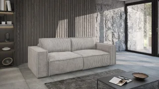 Sofa 3-Sitzer mit Schlaffunktion VAJANA Stoff Tilia Hellgrau