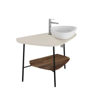 VitrA Plural Konsole 103 cm Ausschnitt rechts für Aufsatzschale wandgebunden Sandbeige Matt,81026 81026