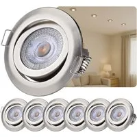 Sweet LED LED Einbaustrahler 6er Set 5 W Deckenspots rund chrom 3-Stufen dimmbar schwenkbar 230V, Deckenspots, Deckenstrahler,Einbauleuchten